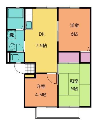 ウィンディア平川 A・B(3DK/1階)の間取り写真