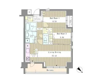 LIBERTE TSUKISHIMA(2LDK/2階)の間取り写真