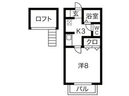 柴田ハイツB(1K/2階)の間取り写真