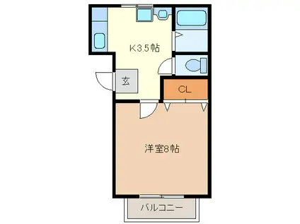 ハイツもみの木(1K/2階)の間取り写真