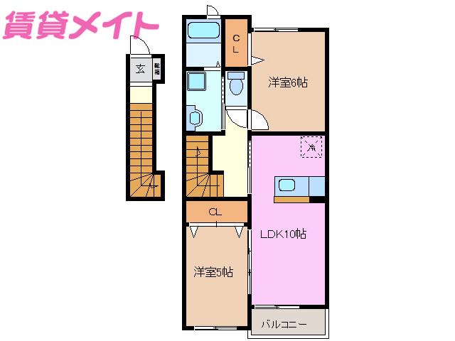 シェーナ・ドゥーノ II(2LDK/2階)の間取り写真
