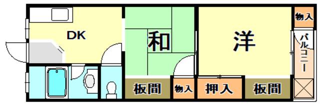 平野マンション(2DK/4階)の間取り写真