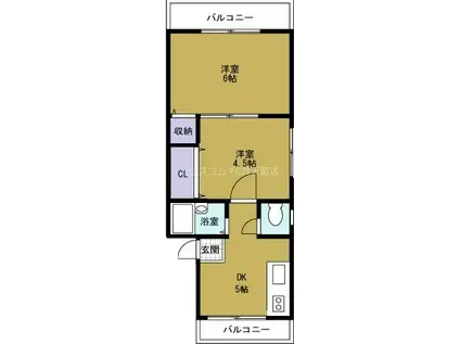 丸松マンション(2DK/2階)の間取り写真