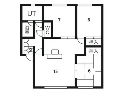 JR函館本線 稲穂駅 徒歩38分 3階建 築31年(3LDK/3階)の間取り写真