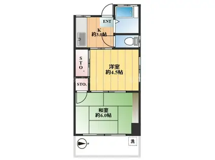 森下荘(2K/1階)の間取り写真