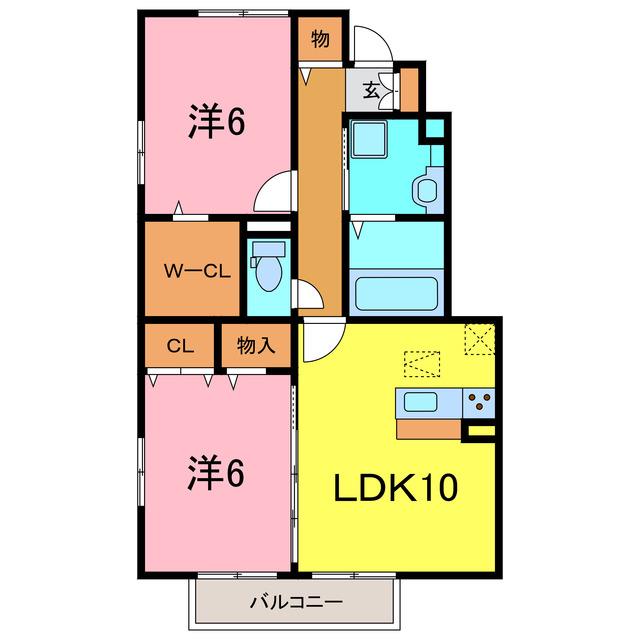 サニーソフィア A棟(2LDK/1階)の間取り写真
