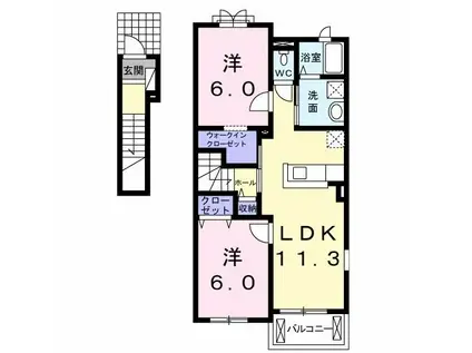 レディエンスA(2LDK/2階)の間取り写真