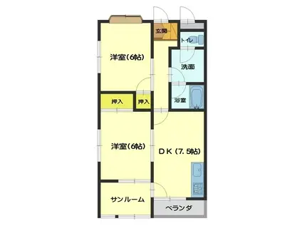 ハイツ速星(2DK/2階)の間取り写真