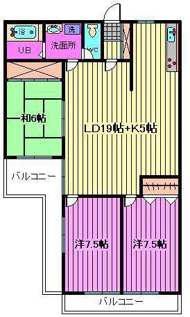 ベルカントビル(3LDK/3階)の間取り写真