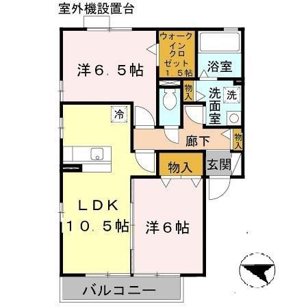 ラフィエール(2LDK/1階)の間取り写真