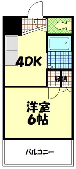 ベルコート藤井(1K/3階)の間取り写真