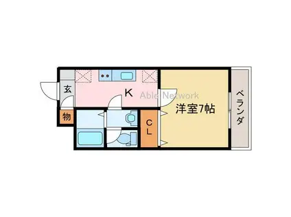 クレセントハイム(1K/1階)の間取り写真