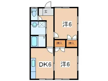 GLANZ(2DK/1階)の間取り写真