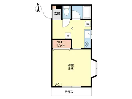 センチュリーハイツ弁天(1DK/2階)の間取り写真