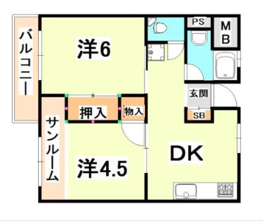 エスペランサ魚崎(2DK/7階)の間取り写真