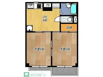 コーポロビン(2DK/3階)の間取り写真