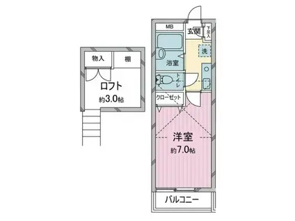 クレセントハイツ21(1K/2階)の間取り写真