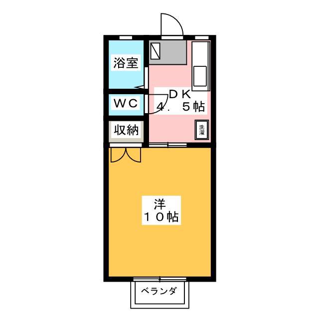 ベイサイドヴィラB(1DK/2階)の間取り写真