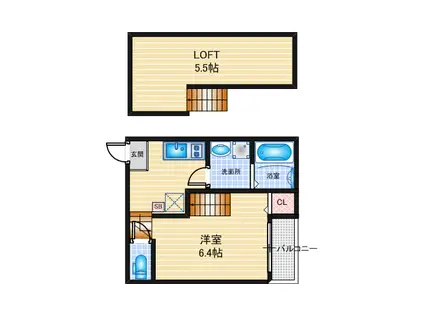 ハーモニーテラス津金III(1SK/1階)の間取り写真
