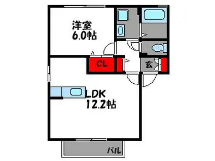 フルリール和白(1LDK/1階)の間取り写真