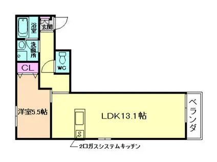 WINDBELL栄本町(1LDK/2階)の間取り写真