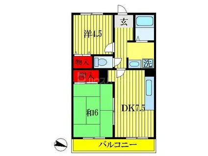 ビラシティ鈴木(2DK/1階)の間取り写真