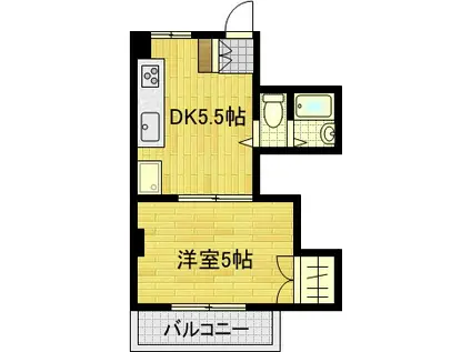 ライラックII(1DK/4階)の間取り写真