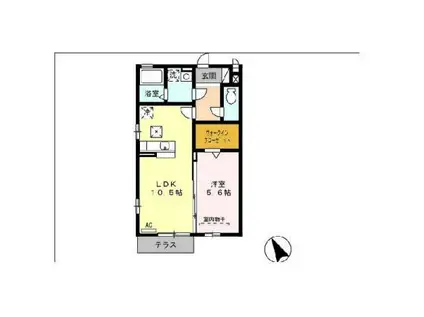 ハッピネス TAKAO(1LDK/1階)の間取り写真