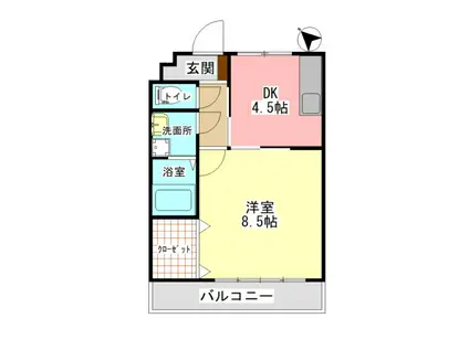 セントレージ(1DK/2階)の間取り写真