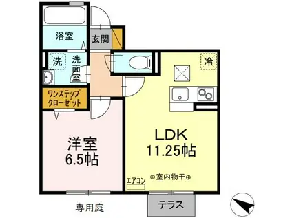 グレイスヴィラ東中山(1LDK/1階)の間取り写真