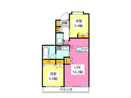 へーベルメゾン レガーロ青葉(2LDK/1階)の間取り写真