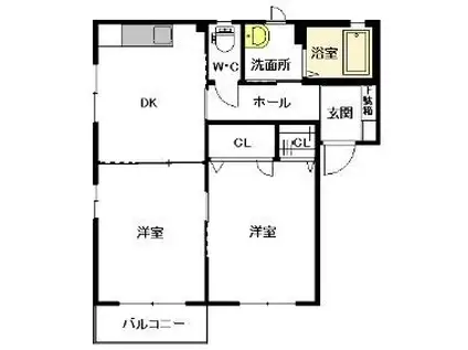 ファミール琴平(2K/2階)の間取り写真