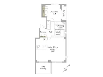 ラフィーヌ中目黒B(1LDK/3階)の間取り写真