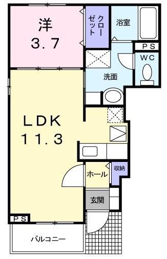 シャトレ メルヴェイユⅡ(1LDK/1階)の間取り写真
