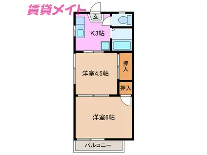 フォーブルあさけ(2K/2階)の間取り写真