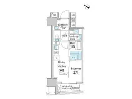 デュオフラッツ日本橋水天宮(1DK/10階)の間取り写真
