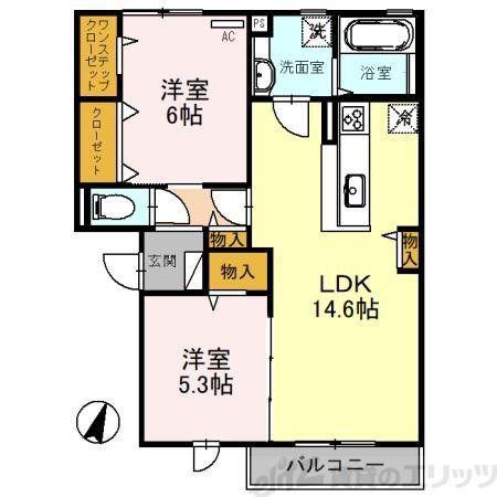メゾン サンクレール(2LDK/3階)の間取り写真