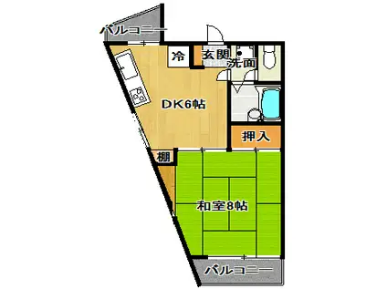 三久ビル(1DK/2階)の間取り写真