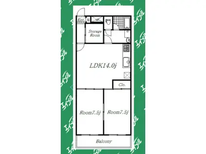 パークサイドメゾン伏見(2LDK/9階)の間取り写真