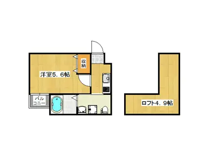 ロフティ四条大宮(1K/2階)の間取り写真