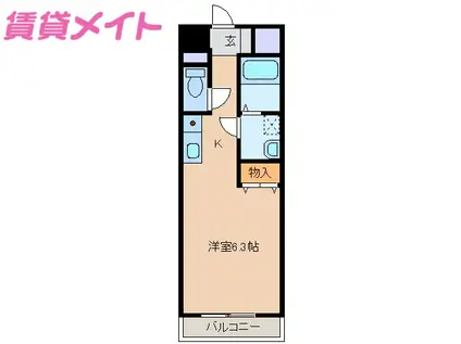GREEN HILLS(ワンルーム/3階)の間取り写真