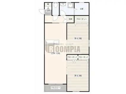 コミーテ薮田A(2LDK/3階)の間取り写真