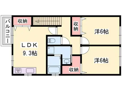 コンフォート佐良和II(2LDK/2階)の間取り写真