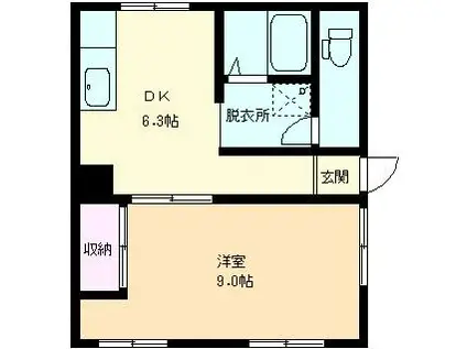アオハイム(1DK/1階)の間取り写真
