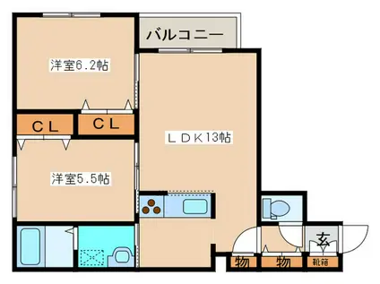 FORIS・DE KIKUSUI(2LDK/4階)の間取り写真