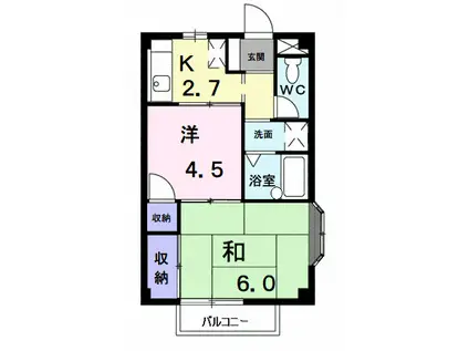 エンゼルパレス美合(2K/2階)の間取り写真