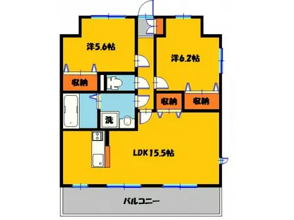 アルト カッシーナ(2LDK/5階)の間取り写真