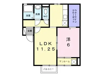 セジュールグレイスA(1LDK/2階)の間取り写真