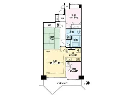 ジェネシティウエストクォーター(3LDK/6階)の間取り写真