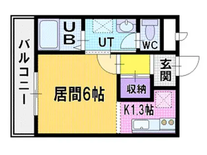 カーサ国際大前(1K/4階)の間取り写真